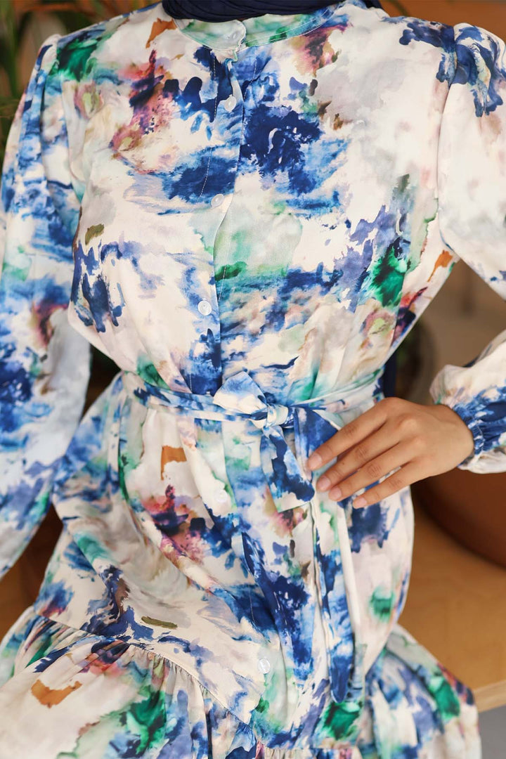 Bigdart Robe longue de hijab à motifs pour femme 2586 - Bleu roi