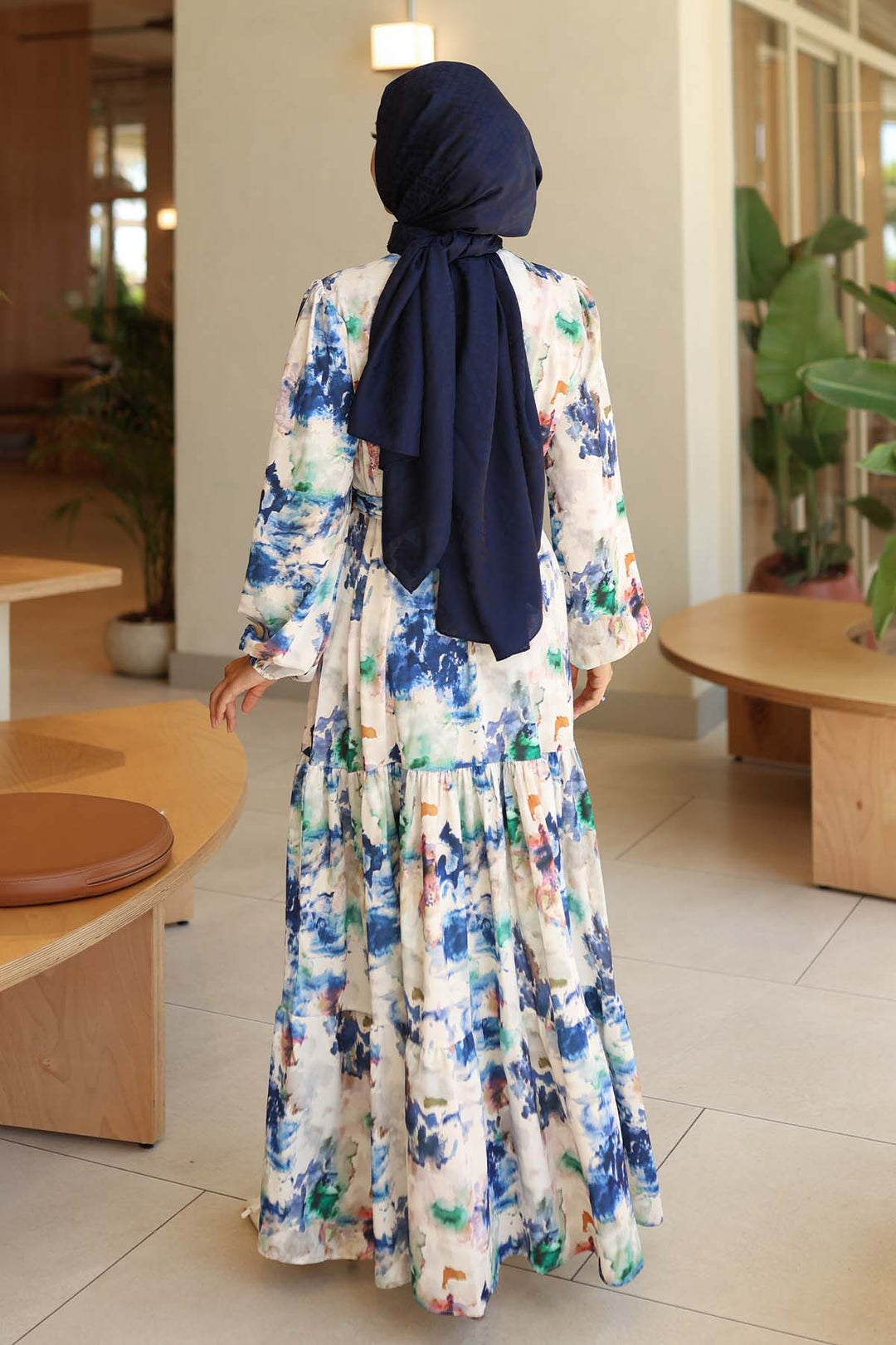 Bigdart Robe longue de hijab à motifs pour femme 2586 - Bleu roi