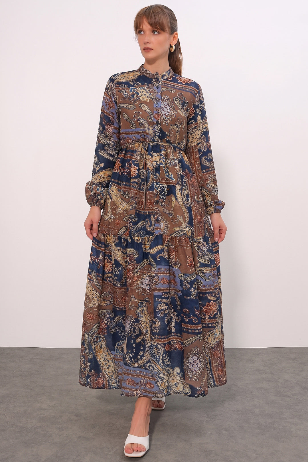 Bigdart Robe longue modeste à motifs pour femme 2586 - Bleu roi