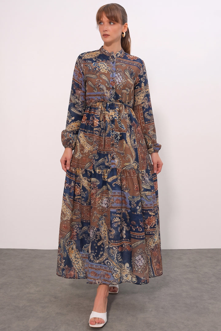 Bigdart Robe longue modeste à motifs pour femme 2586 - Bleu roi