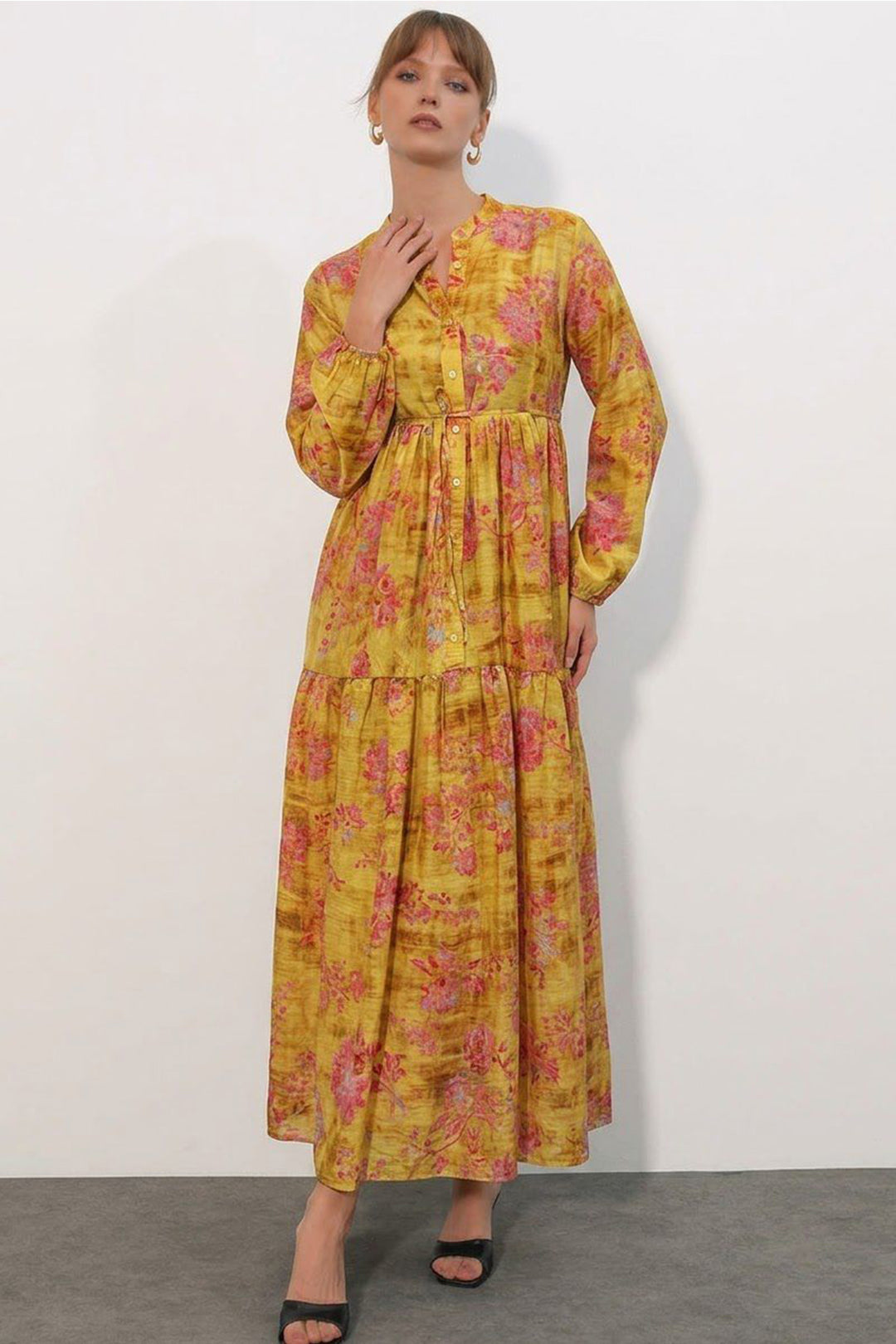 Bigdart Robe longue modeste à motifs pour femme 2586 - Jaune
