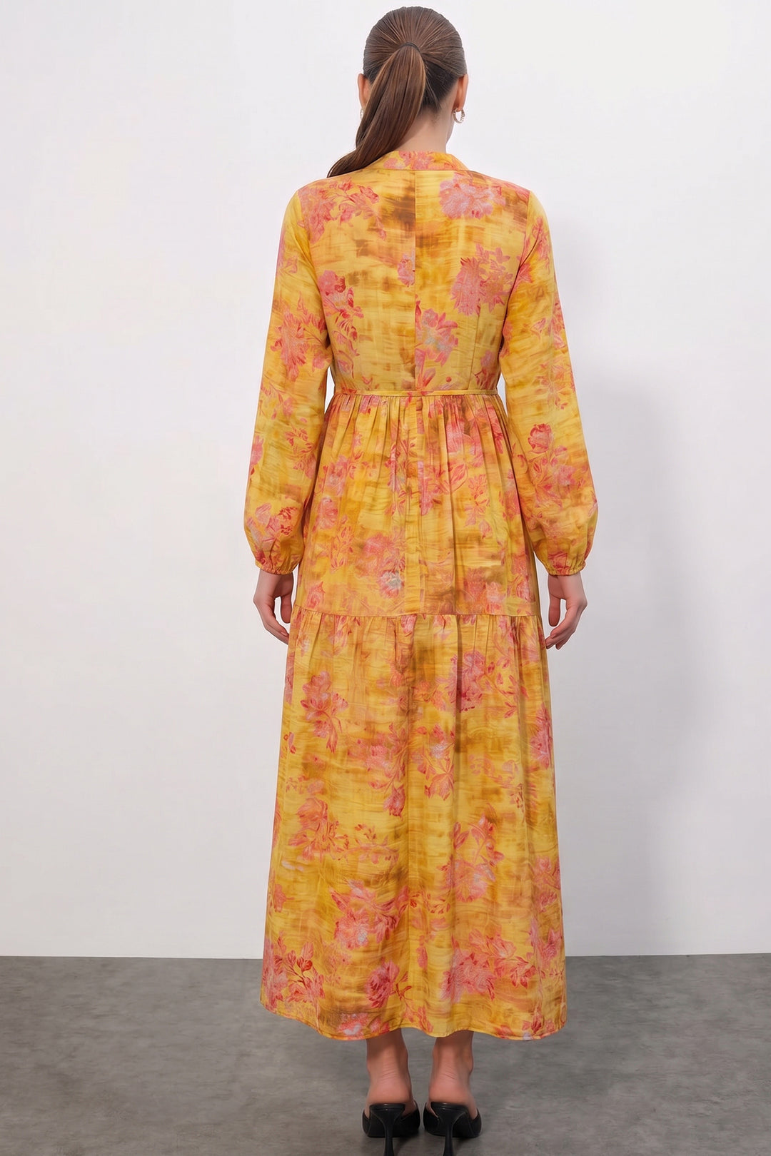 Bigdart Robe longue modeste à motifs pour femme 2586 - Jaune