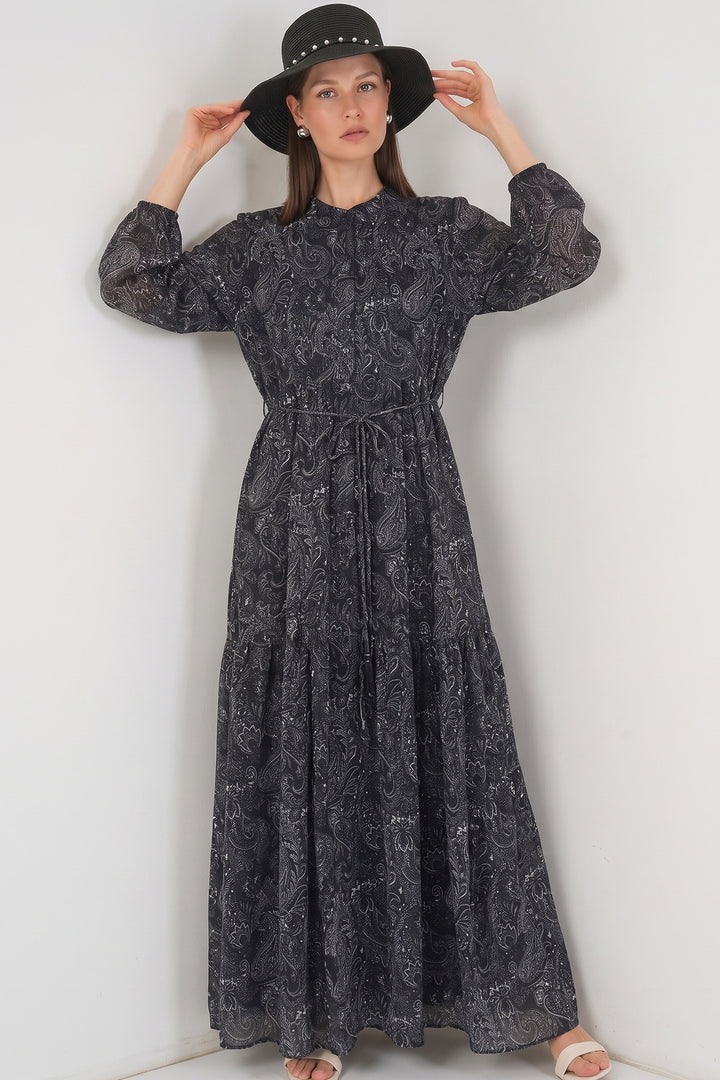 Bigdart Robe Femme Longue Imprimée Modeste 2586 - Noir