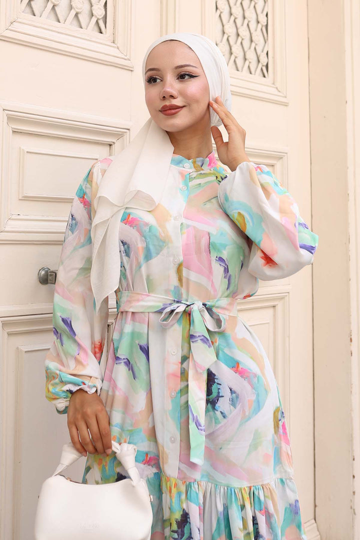 Bigdart Robe longue de hijab à motifs pour femme 2586 - Turquoise