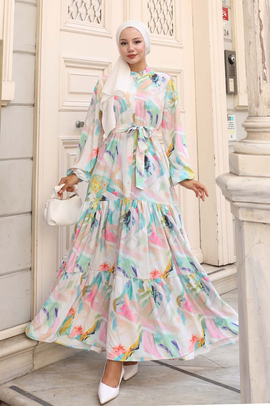 Bigdart Robe longue de hijab à motifs pour femme 2586 - Turquoise