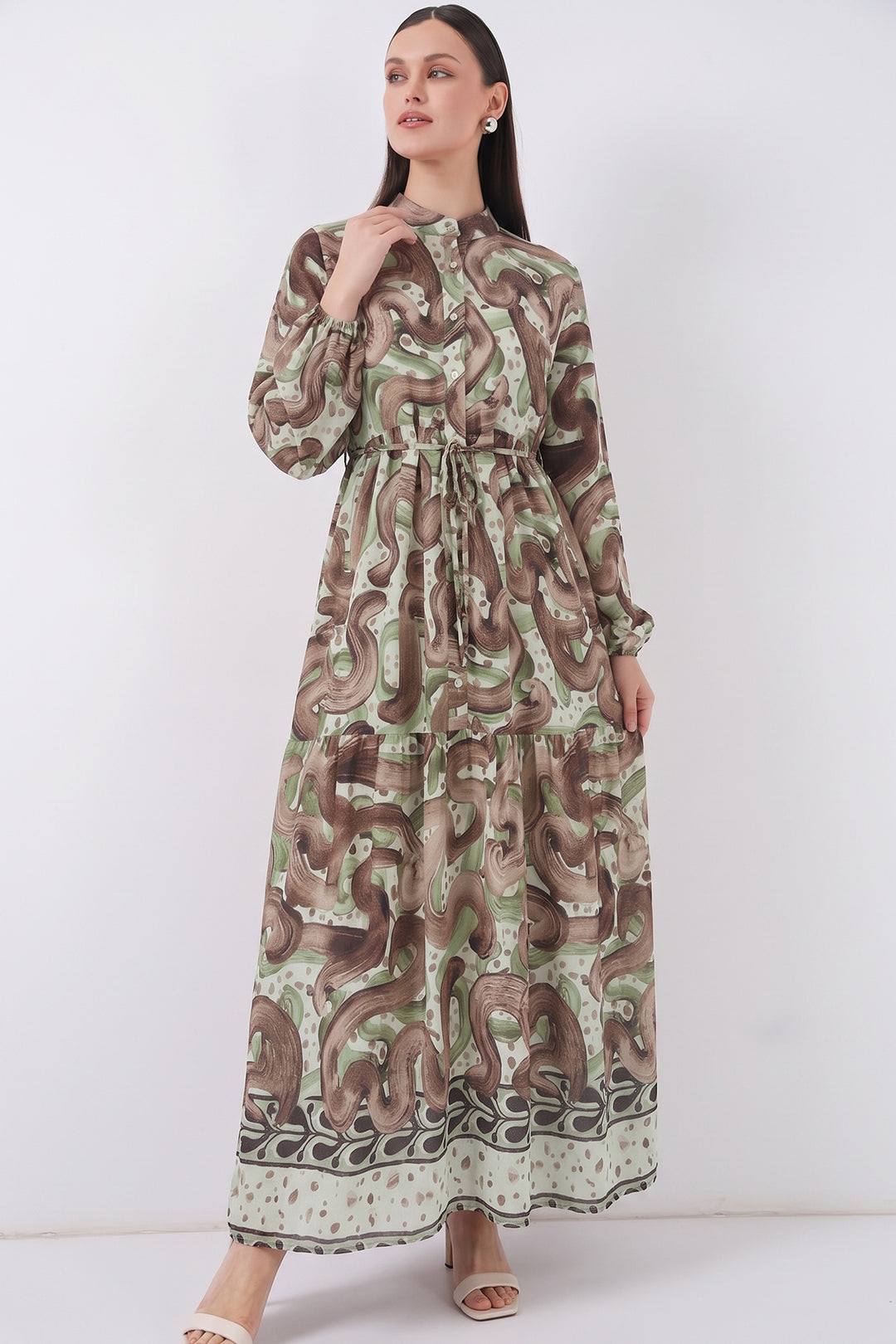 Bigdart Robe longue de hijab à motifs pour femme 2586 - Vert