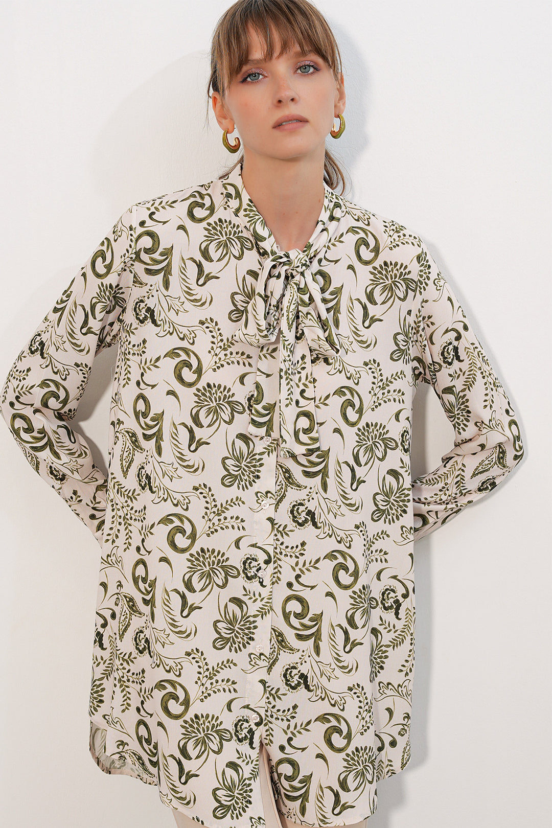 Bigdart Tunique longue à motifs pour femme 5998 - Kaki