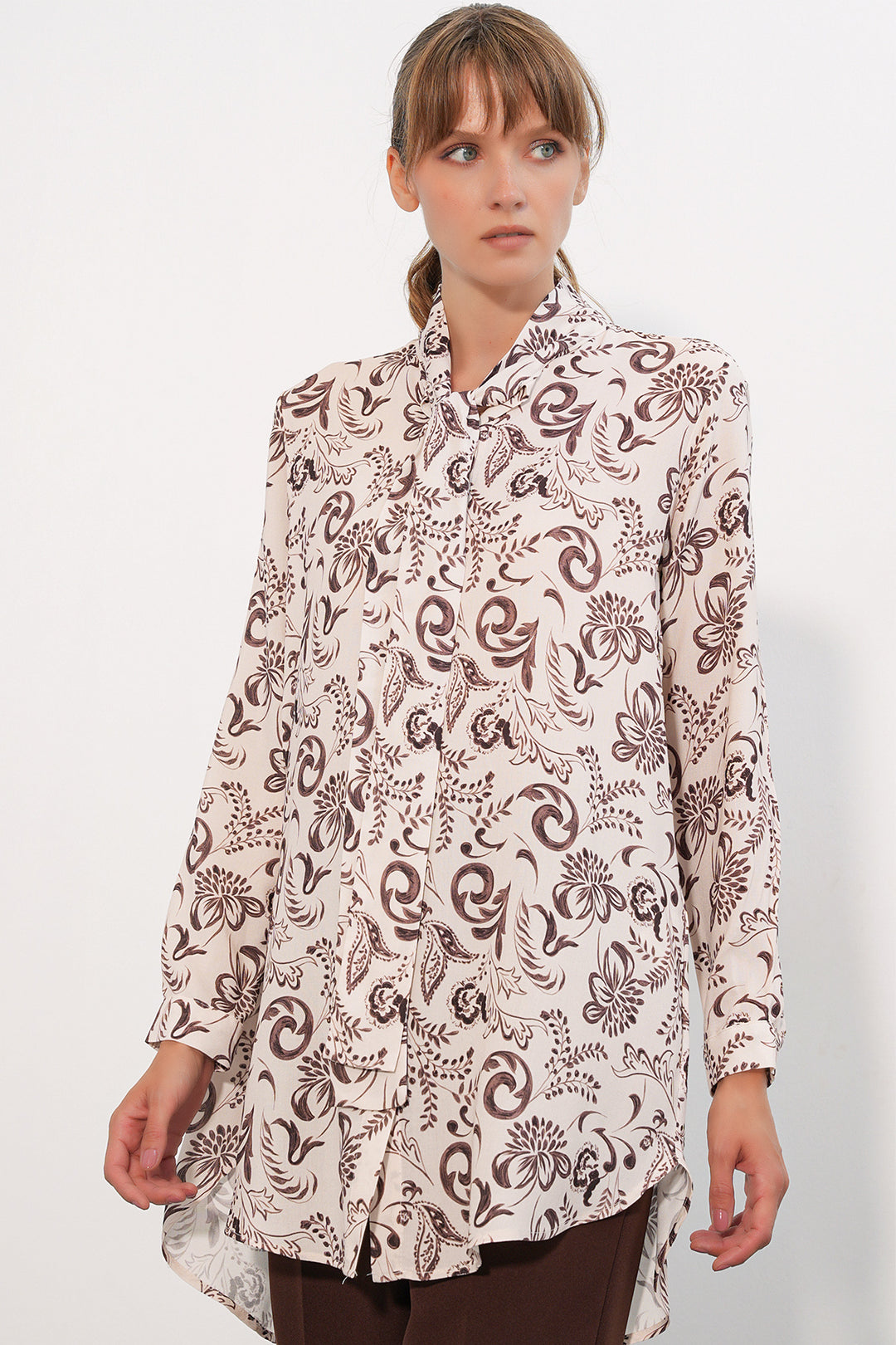 Bigdart Tunique longue à motifs pour femme 5998 - Marron
