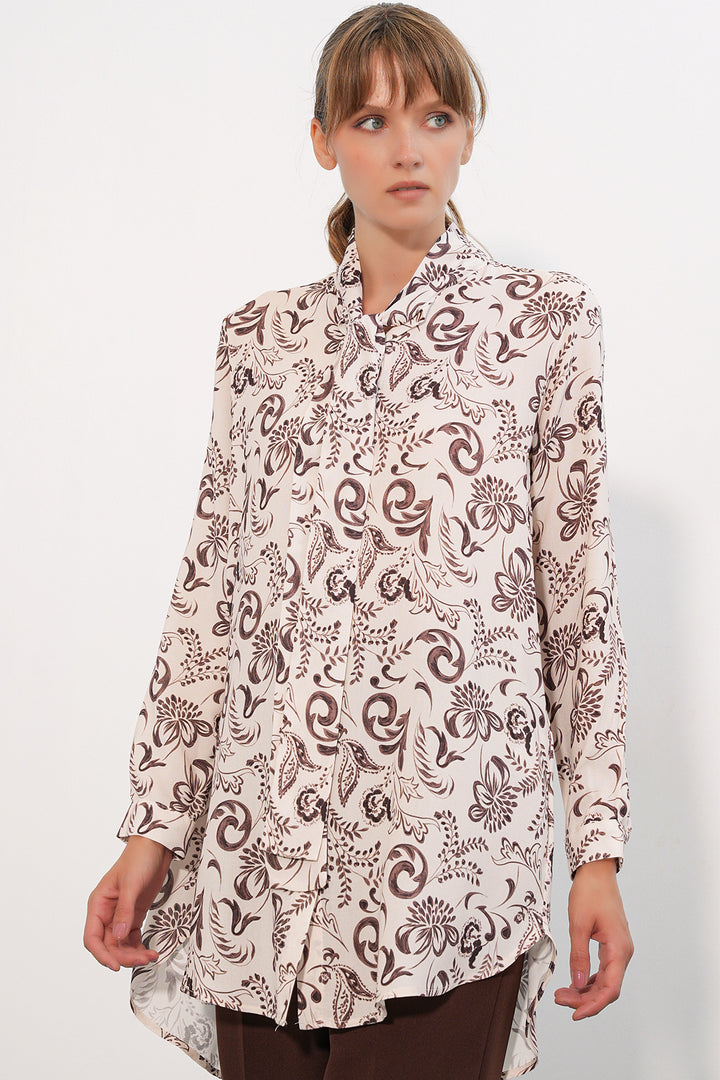 Bigdart Tunique longue à motifs pour femme 5998 - Marron