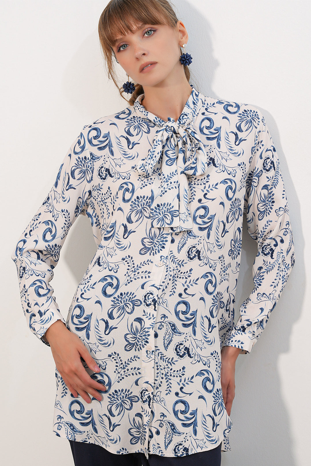 Bigdart Tunique longue à motifs pour femme 5998 - Bleu