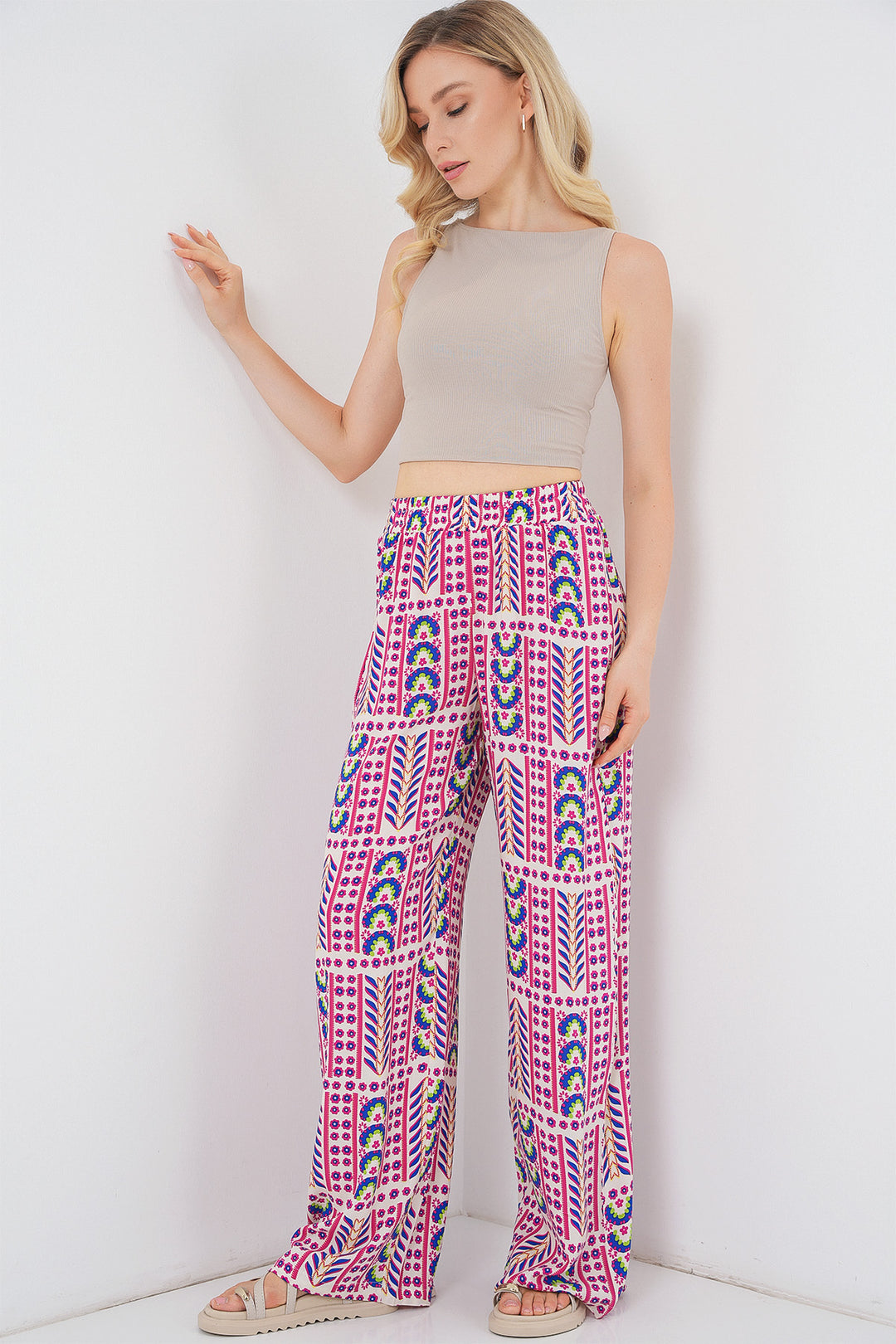 Bigdart Pantalon en Viscose Imprimé Femme 6749 - Fuchsia