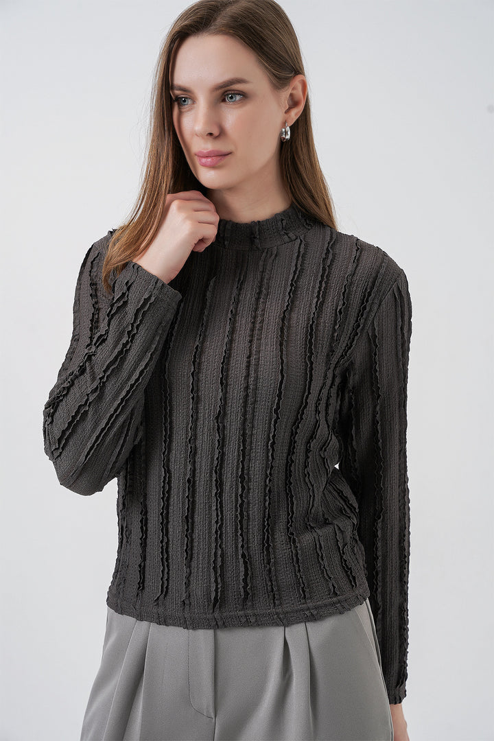 Bigdart Blouse tricotée extensible texturée femme 975 - Anthracite