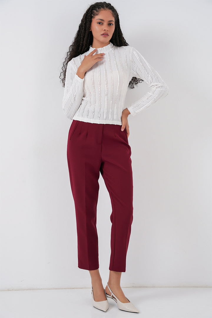Bigdart Blouse tricotée extensible texturée pour femme 975 - Blanc