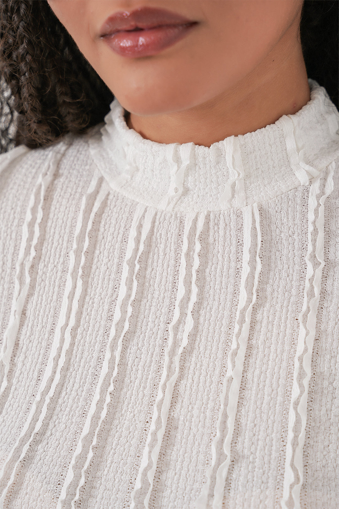 Bigdart Blouse tricotée extensible texturée pour femme 975 - Blanc