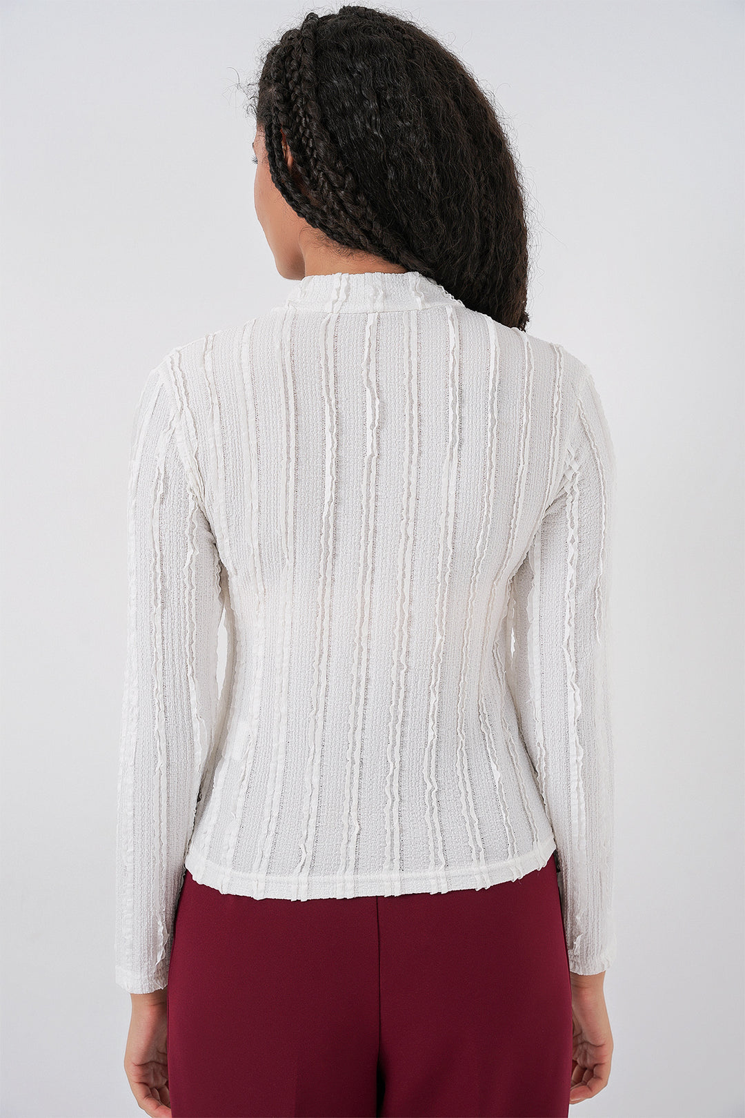 Bigdart Blouse tricotée extensible texturée pour femme 975 - Blanc
