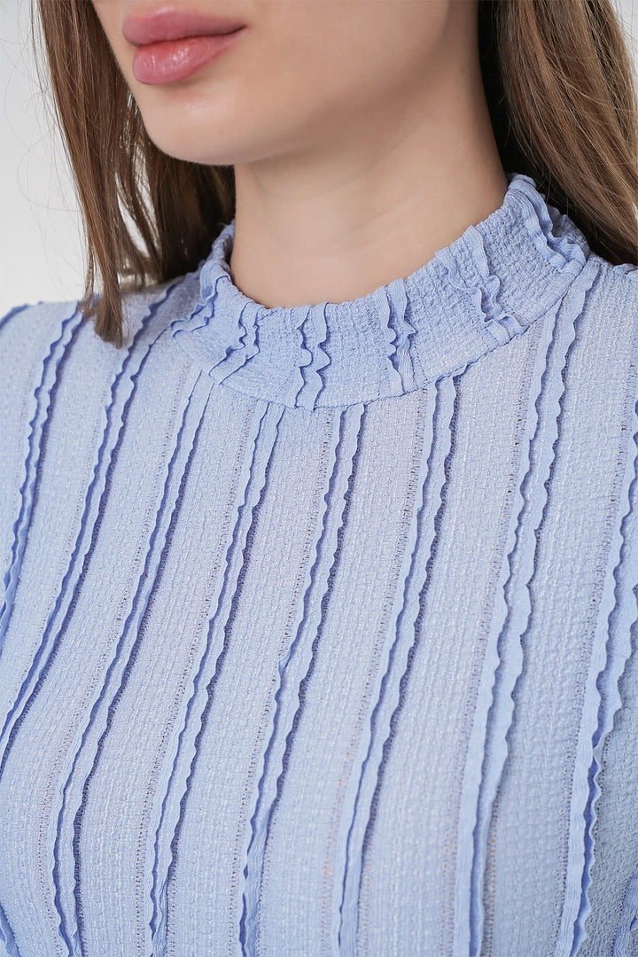 Bigdart Blouse tricotée extensible texturée femme 975 - Bleu