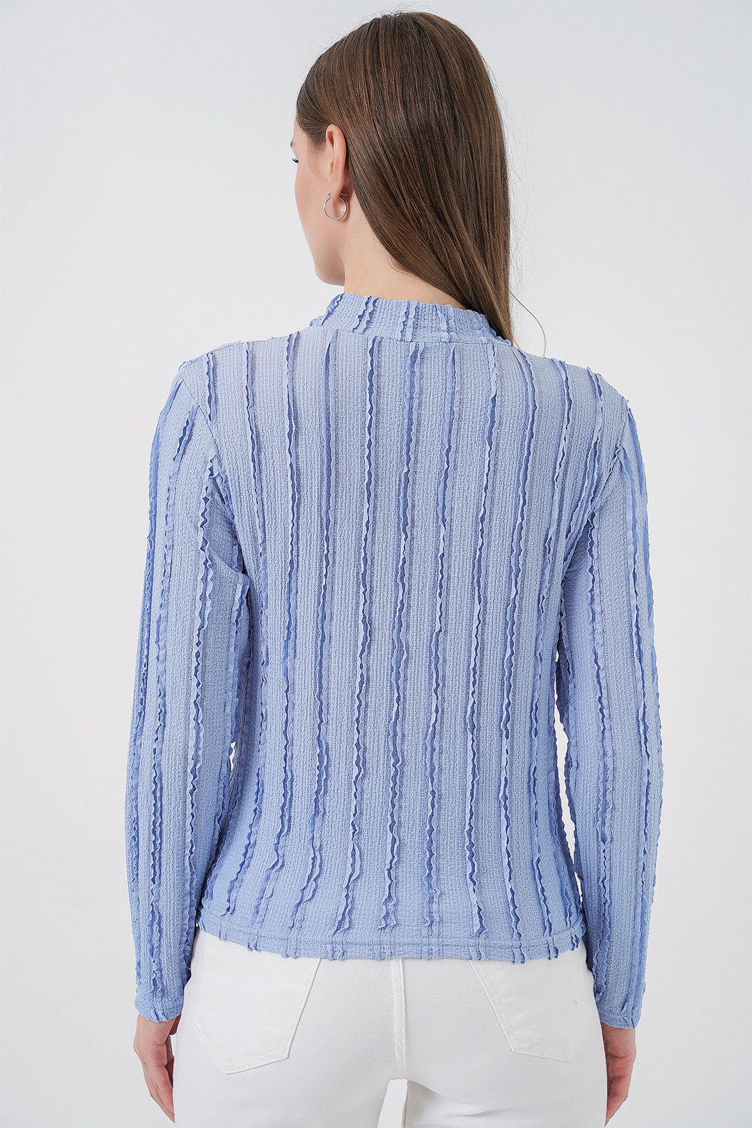 Bigdart Blouse tricotée extensible texturée femme 975 - Bleu
