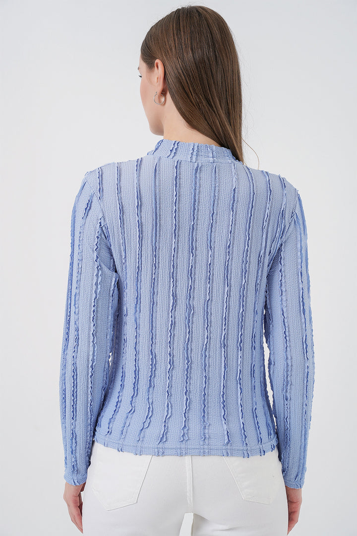Bigdart Blouse tricotée extensible texturée femme 975 - Bleu