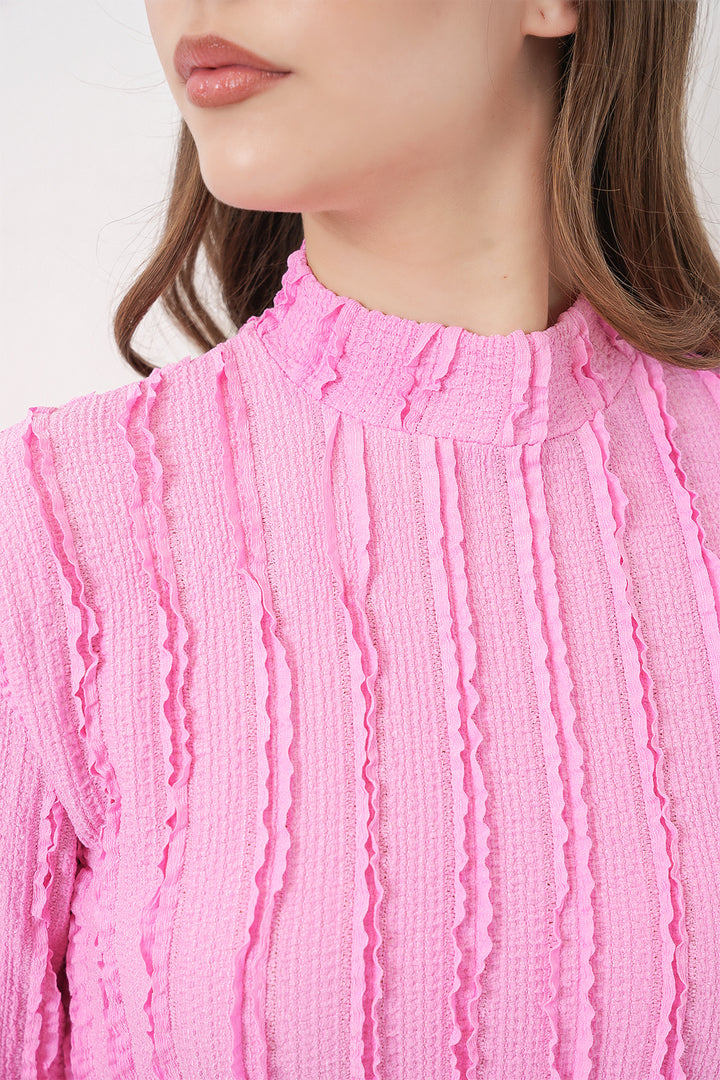Bigdart Blouse tricotée extensible à texture pour femme 975 - Rose