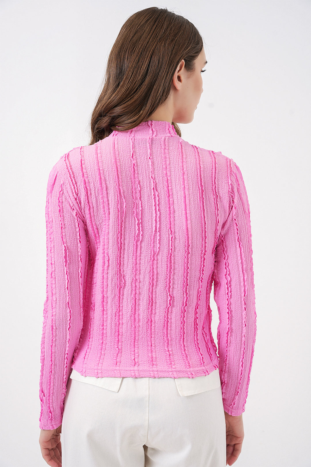 Bigdart Blouse tricotée extensible à texture pour femme 975 - Rose