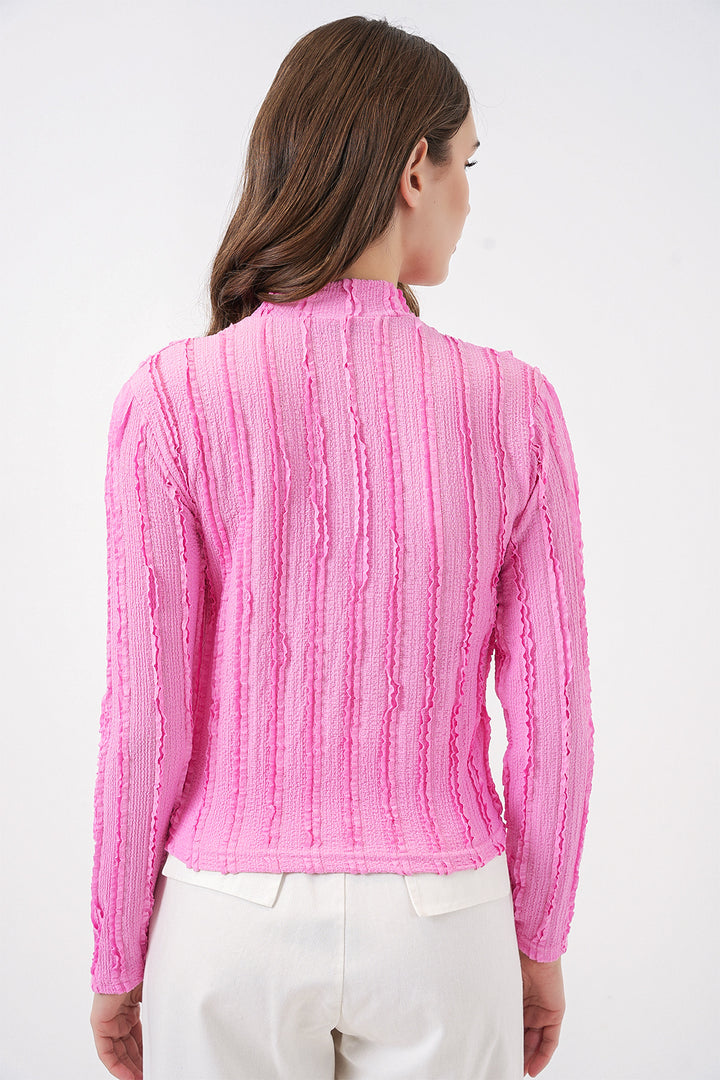 Bigdart Blouse tricotée extensible à texture pour femme 975 - Rose