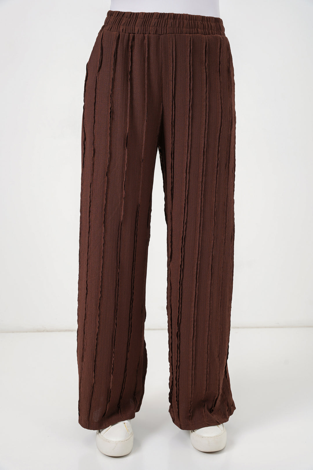 Bigdart Pantalon en tricot extensible texturé pour femme 30077 - Marron