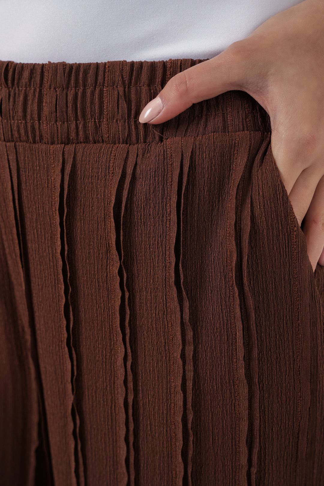 Bigdart Pantalon en tricot extensible texturé pour femme 30077 - Marron