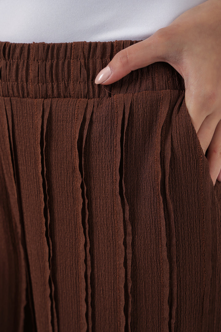 Bigdart Pantalon en tricot extensible texturé pour femme 30077 - Marron