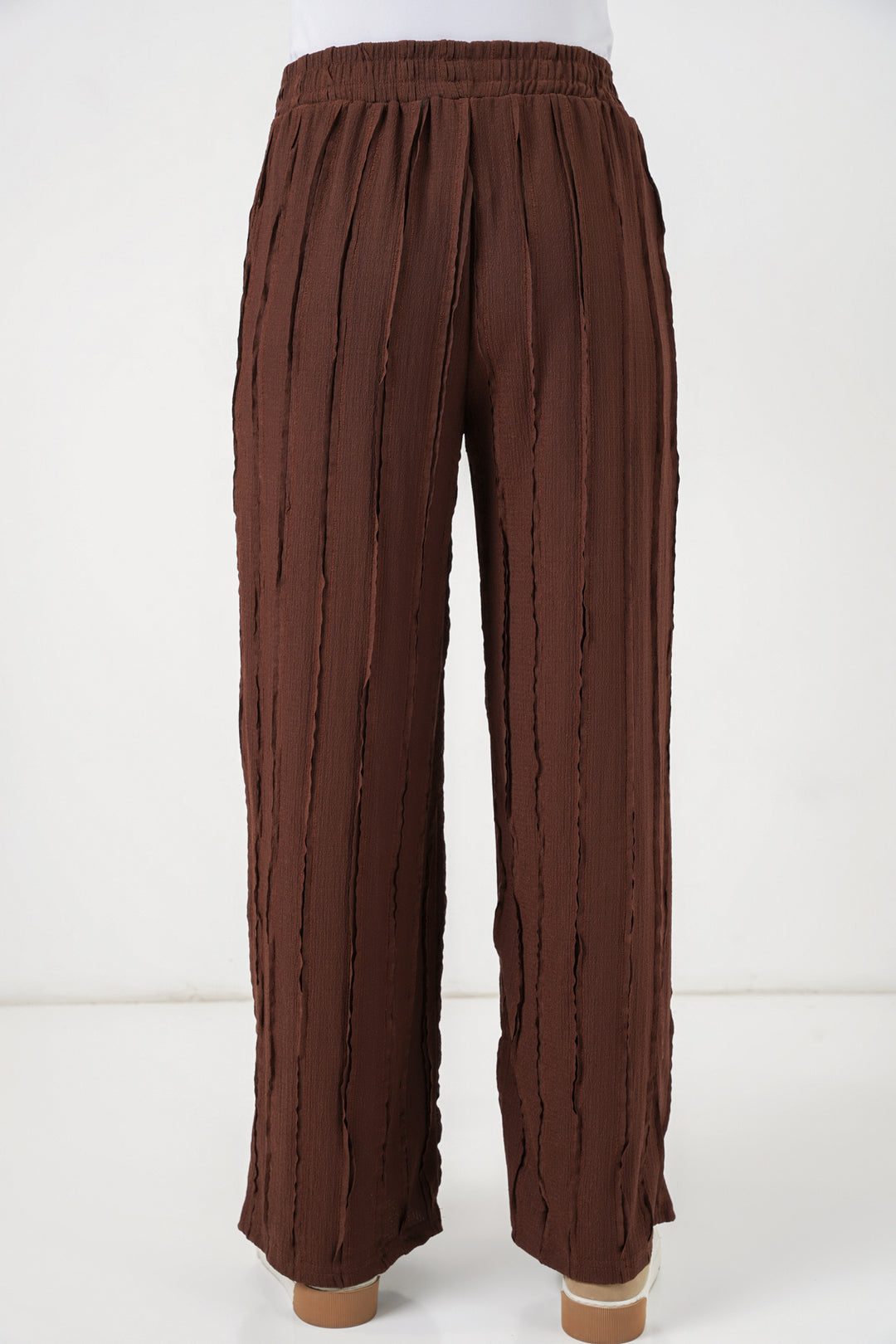 Bigdart Pantalon en tricot extensible texturé pour femme 30077 - Marron