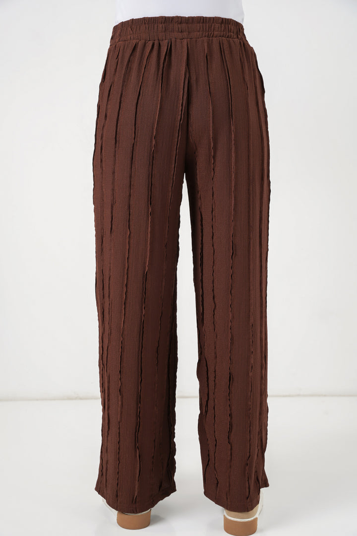 Bigdart Pantalon en tricot extensible texturé pour femme 30077 - Marron
