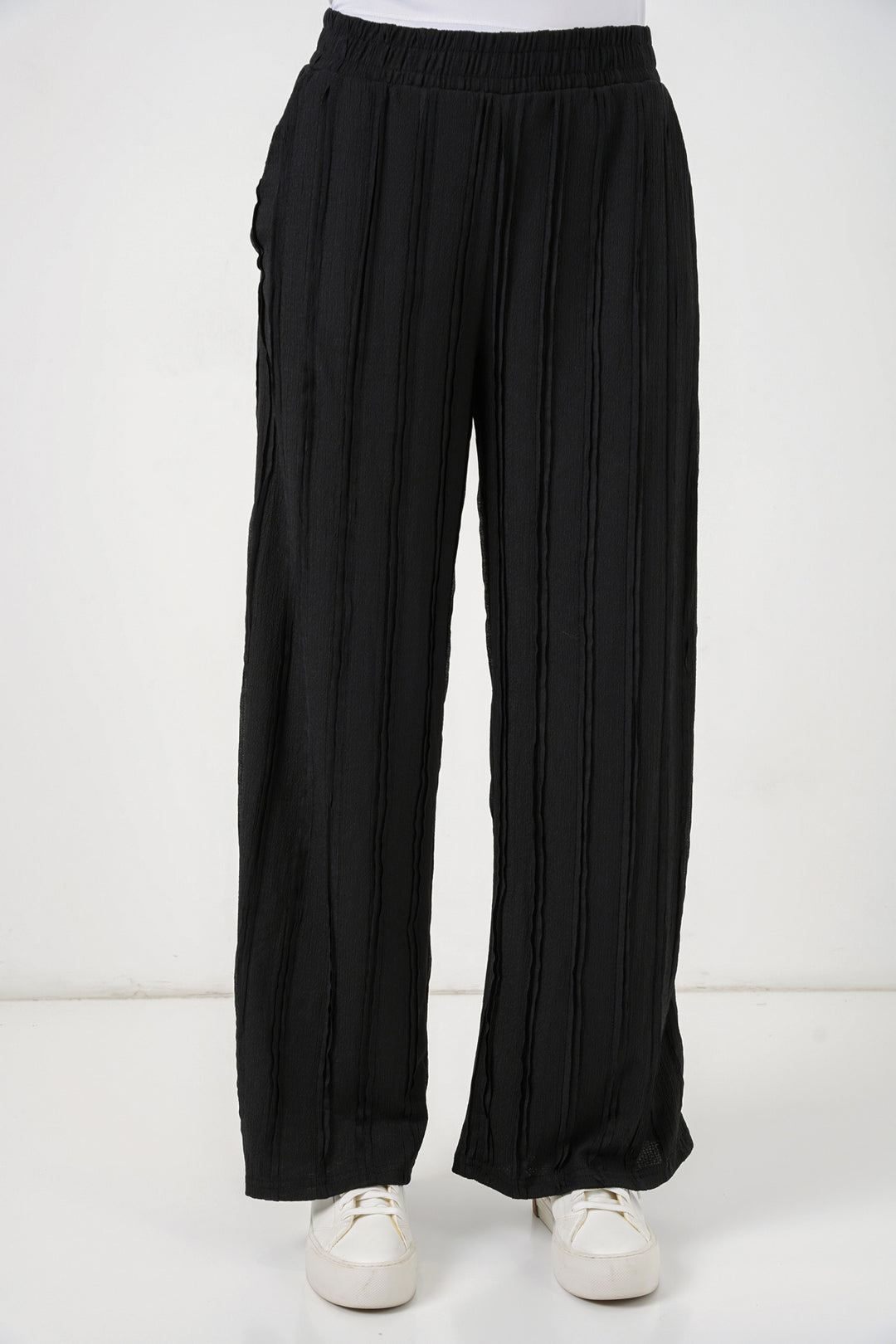 Bigdart Pantalon en tricot extensible texturé pour femme 30077 - Noir