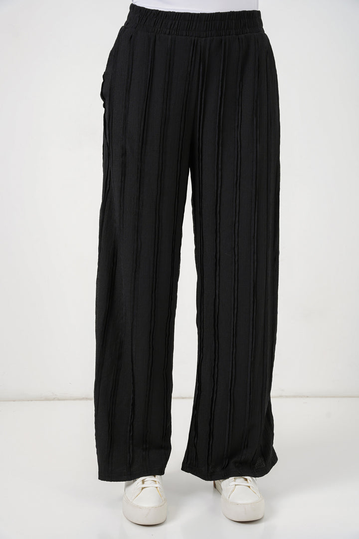 Bigdart Pantalon en tricot extensible texturé pour femme 30077 - Noir