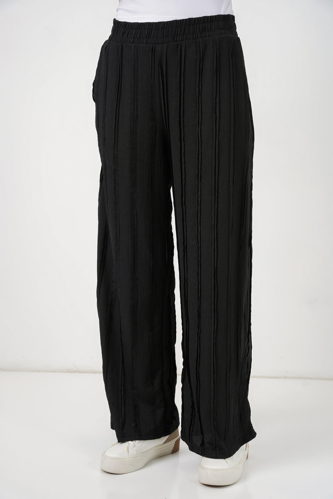 Bigdart Pantalon en tricot extensible texturé pour femme 30077 - Noir