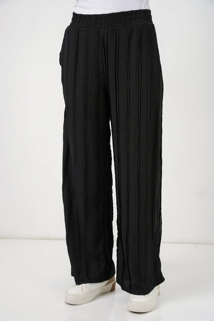 Bigdart Pantalon en tricot extensible texturé pour femme 30077 - Noir