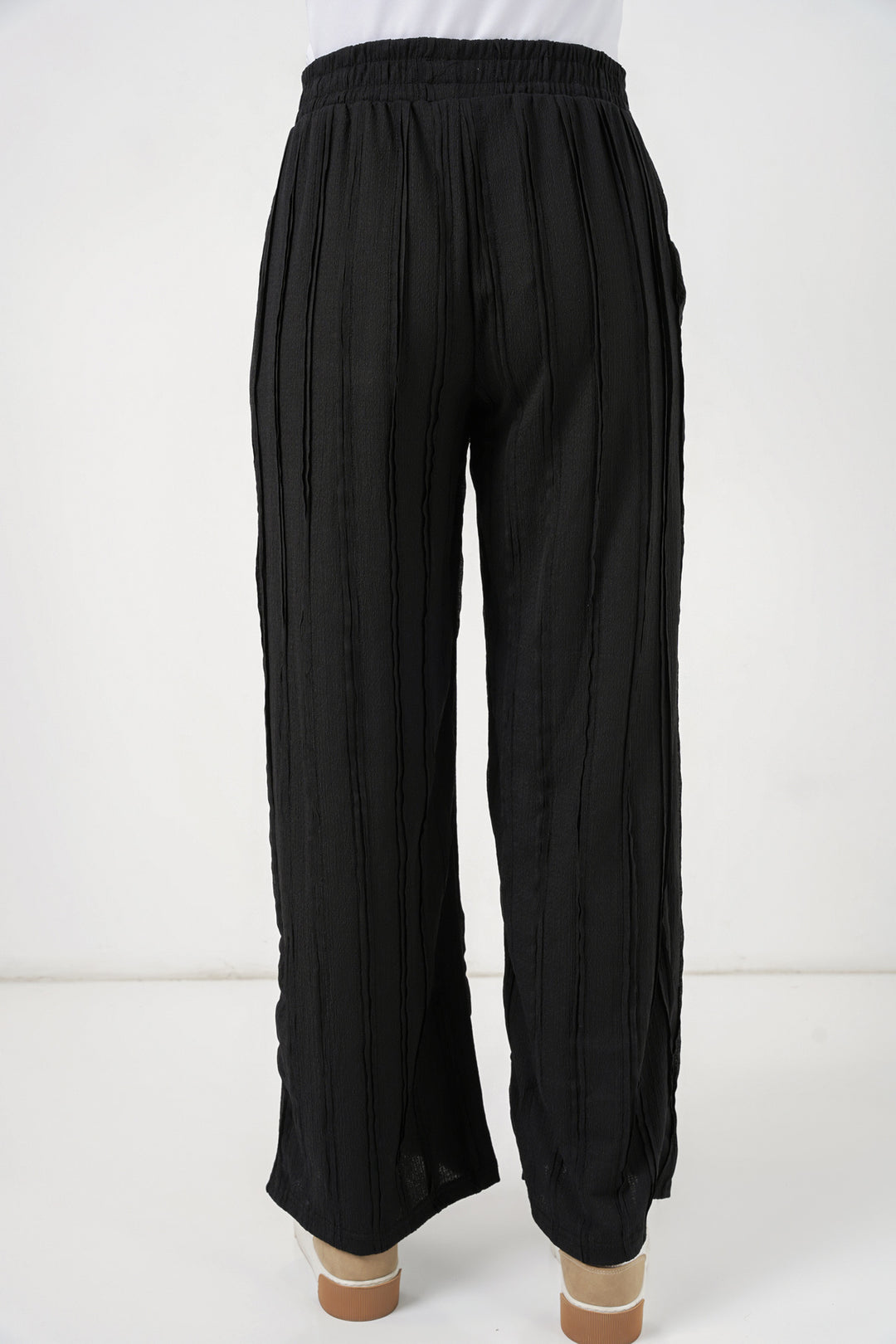 Bigdart Pantalon en tricot extensible texturé pour femme 30077 - Noir