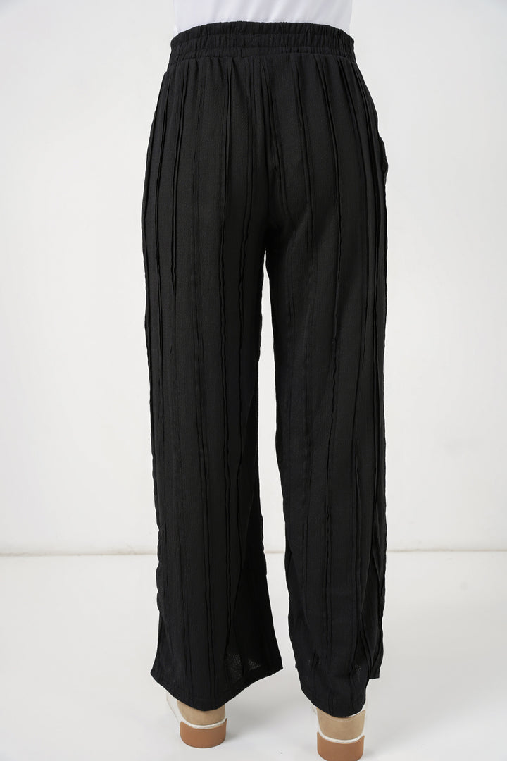 Bigdart Pantalon en tricot extensible texturé pour femme 30077 - Noir