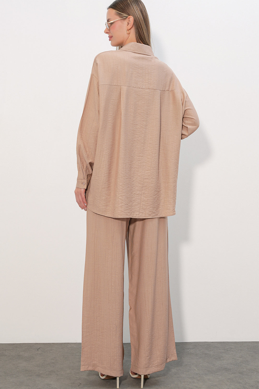 Bigdart Ensemble Chemise Pantalon Texturé Femme 6710 - a.Beige