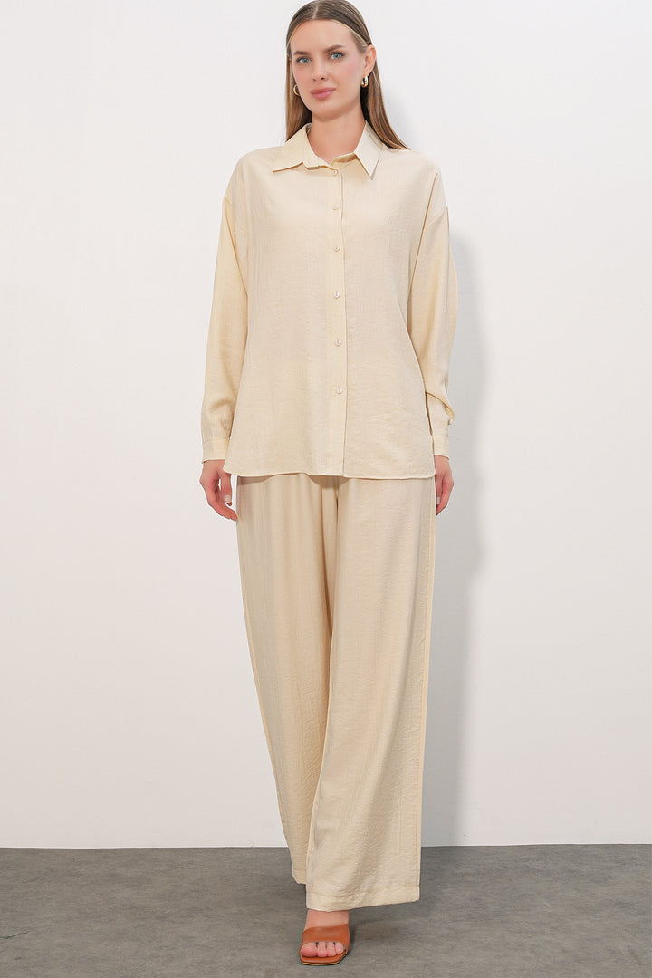 Bigdart Ensemble Chemise Pantalon Texturé Femme 6710 - Écru