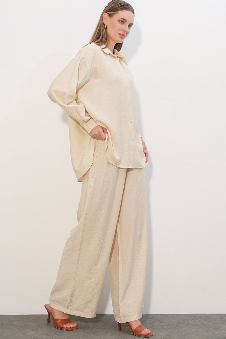 Bigdart Ensemble Chemise Pantalon Texturé Femme 6710 - Écru
