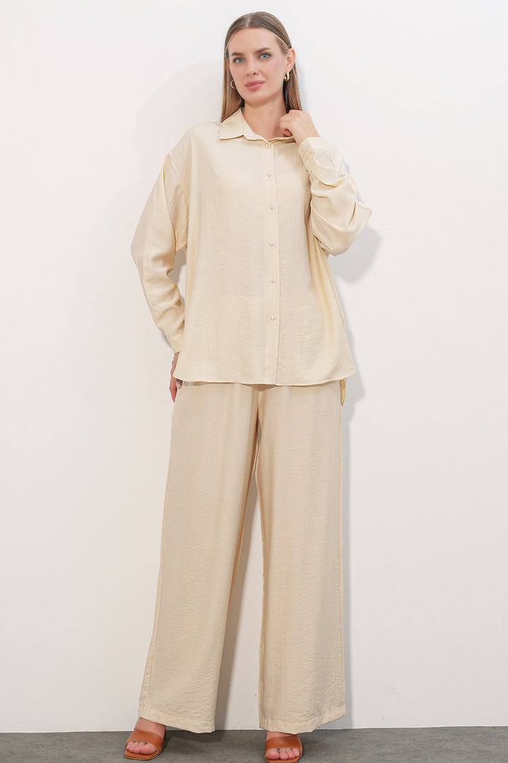 Bigdart Ensemble Chemise Pantalon Texturé Femme 6710 - Écru