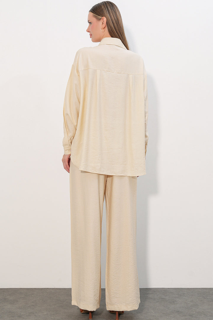 Bigdart Ensemble Chemise Pantalon Texturé Femme 6710 - Écru