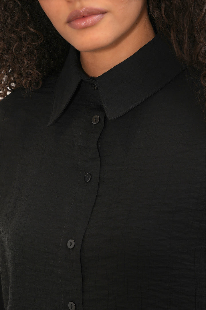 Bigdart Ensemble de chemise et pantalon texturé pour femme 6710 - Noir