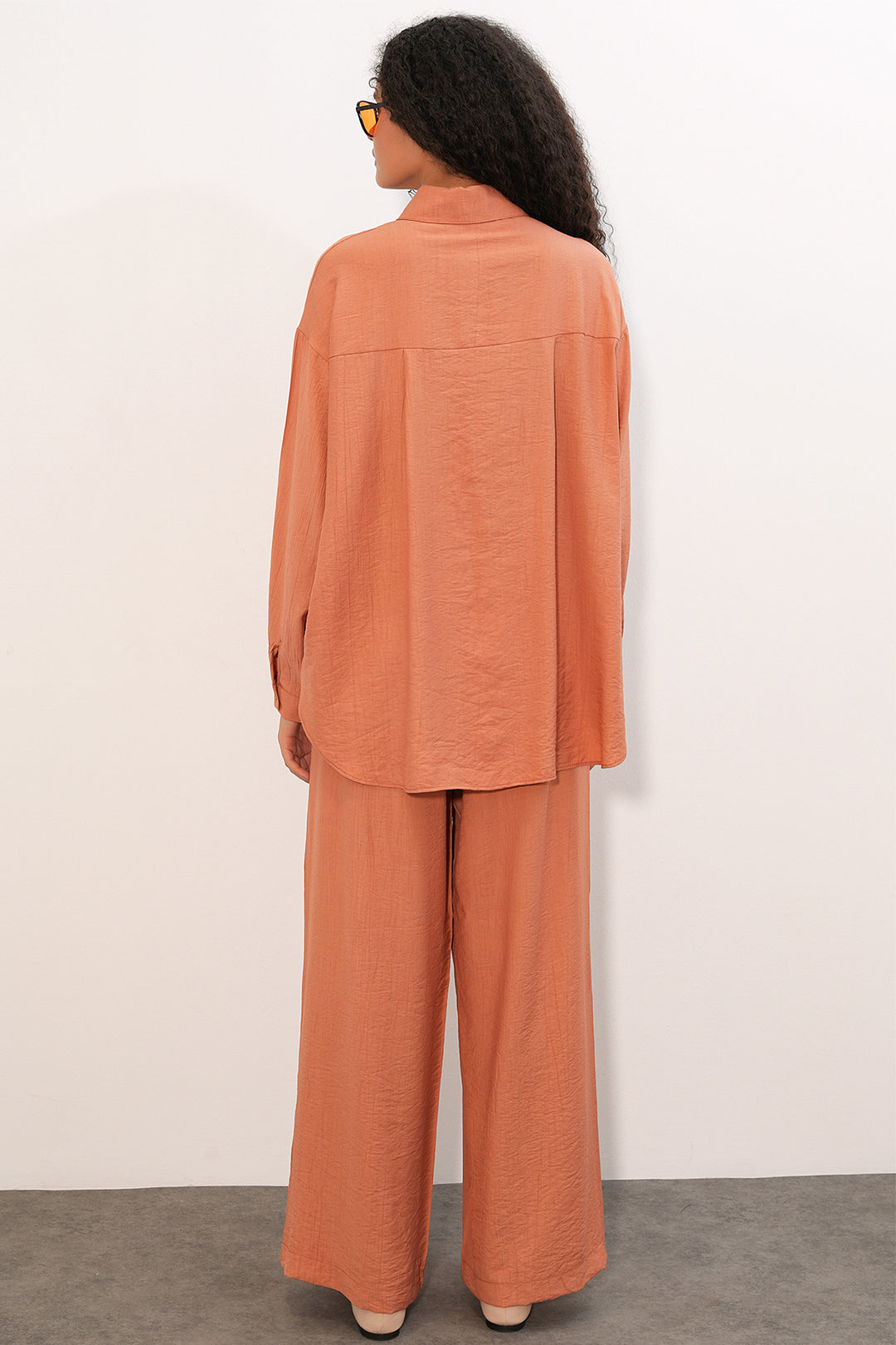 Bigdart Ensemble chemise pantalon texturé pour femme 6710 - Saumon