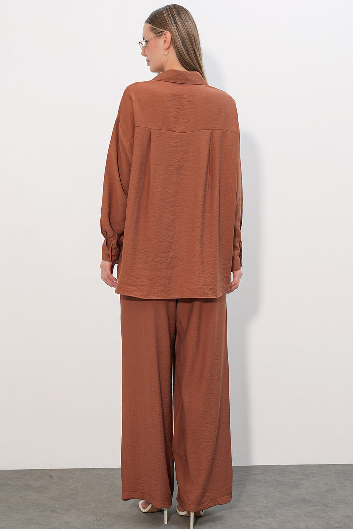 Bigdart Ensemble Chemise Pantalon Texturé Femme 6710 - Tabac