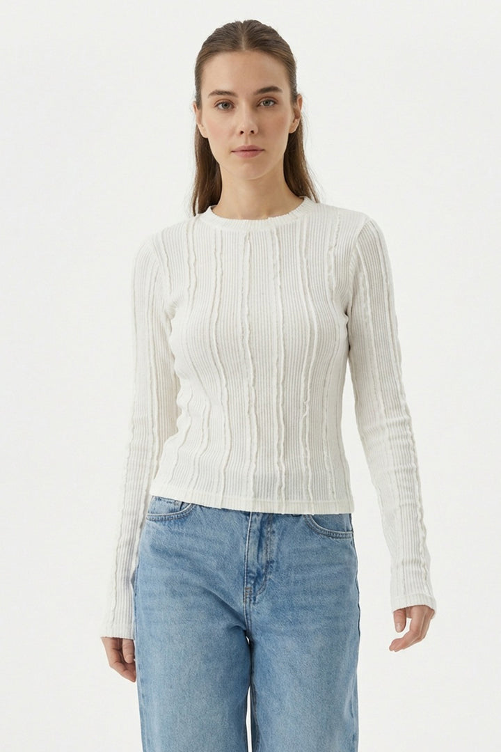 Bigdart Blouse Tricotée Texturée Femme 980 - Blanc