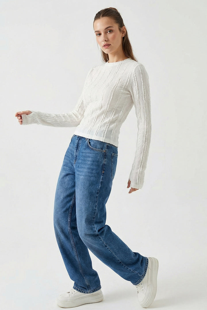 Bigdart Blouse Tricotée Texturée Femme 980 - Blanc