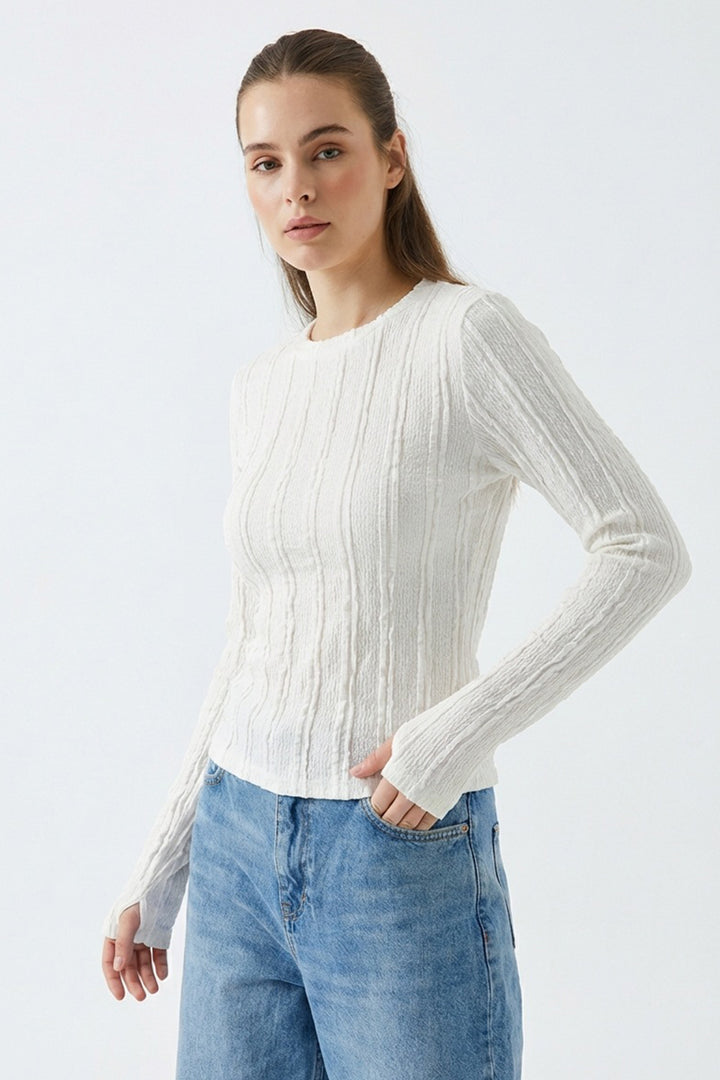 Bigdart Blouse Tricotée Texturée Femme 980 - Blanc