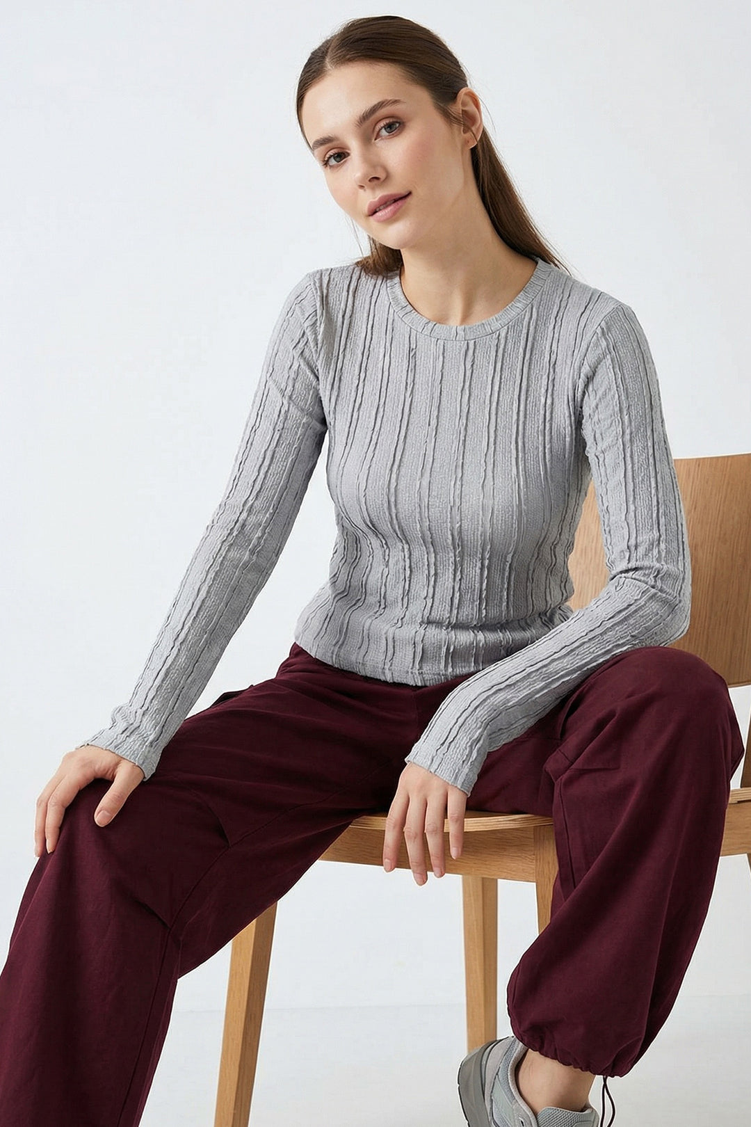 Bigdart Blouse Tricotée Texturée Femme 980 - Gris
