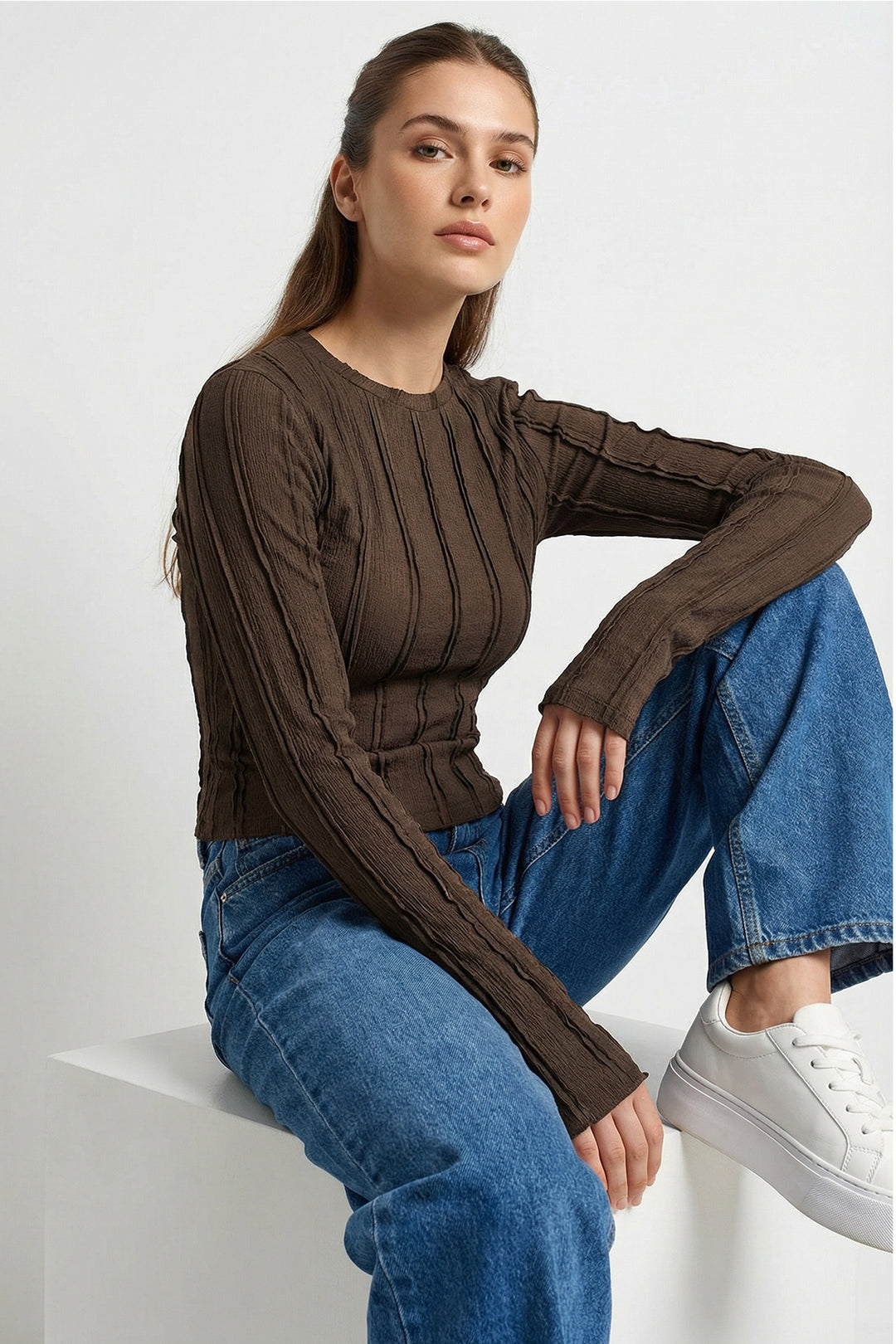 Bigdart Blouse Tricotée Texturée Femme 980 - Marron