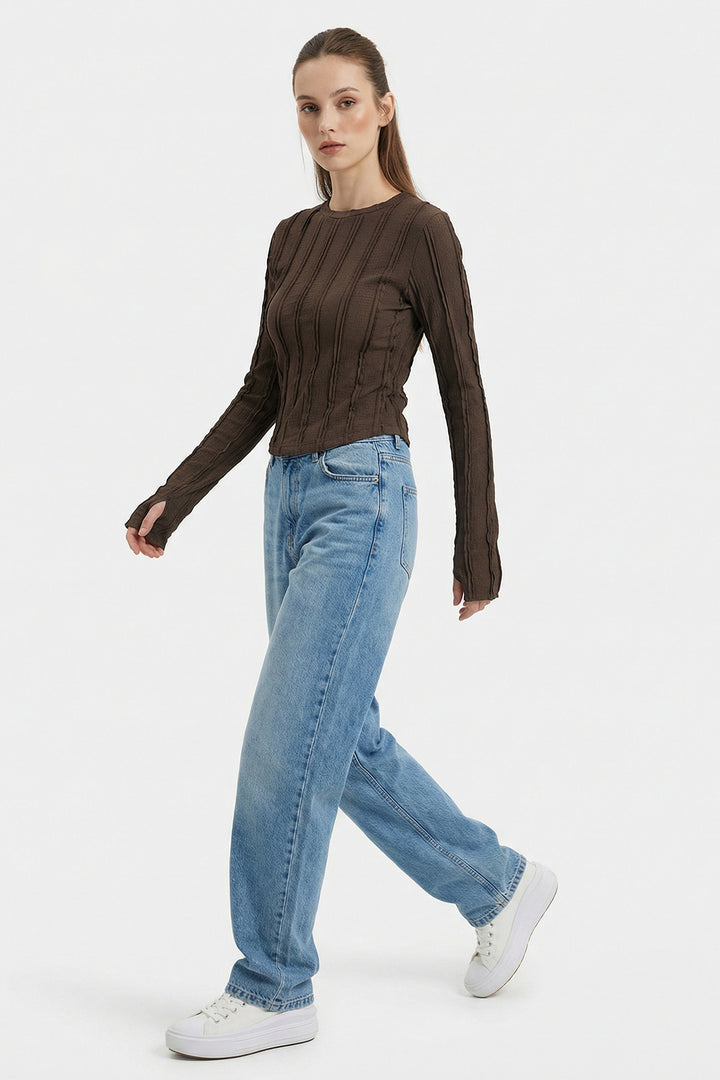 Bigdart Blouse Tricotée Texturée Femme 980 - Marron